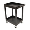 Luxor Plastic Utility Tub Cart - 24" x 18" - Two Shelf -  Black SEC11-B