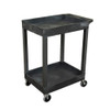 Luxor Plastic Utility Tub Cart - 24" x 18" - Two Shelf -  Black SEC11-B