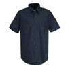 Men's Short Sleeve Work Shirt, Cotton/Polyester, Button Front, Navy, L