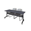Kobe Rectangle FlipTop Table, 72" W, 29" H, Laminate Top, Gray MKFTM7224GY44GY