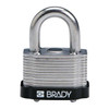 Keyed Padlock, Open, Rectangular Steel Body, Hardened Steel Shackle, 23/32 in W