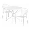 35.25" Round White Steel Table with 2 Chairs