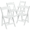 HERCULES Series White Wood Folding Chair with Vinyl Padded Seat,PK4  4-XF-2901-WH-WOOD-GG