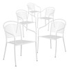 Flash Furniture White Steel Patio Arm Chair with Round Back, PK5 5-CO-3-WH-GG