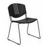 Flash Furniture Stack Chair,Plastic,Black w/Black Frame RUT-NF02-BK-GG