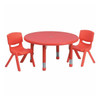 Round Activity Table, 33 W, 33 L, 23.75 H, Plastic, Steel, Red