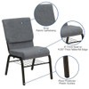 Flash Furniture Fabric Church Chair,Gray XU-CH-60096-BEIJING-GY-BAS-GG