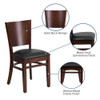 Lacey Restaurant Chair, Wood Back, 17-1-4 in W 20-1-2" L 33-1-2" H  XU-DG-W0094B-WAL-BLKV-GG