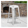 4PK 30"H Backless Distressed White Metal Barstool
