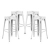 4PK 30"H Backless Distressed White Metal Barstool  4-ET-BT3503-30-WH-GG