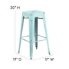 30" High Backless Distressed Green-Blue Barstool  ET-BT3503-30-DB-GG