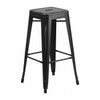 30" High Backless Distressed Black Metal Barstool