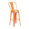 30" High Orange Metal Indoor-Outdoor Barstool