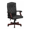 Executive Chair Fixed Arms, 19-1/2" to 23" Height, Metal, Black LeatherSoft
