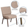 Hercules Church Chair, 21-1-4 in W 25" L 33" H, Fabric Seat  FD-CH0221-4-CV-BGE1-BAS-GG