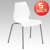 Flash Furniture White Plastic Stack Chair,PK5 5-RUT-288-WHITE-GG