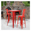 4 " High Red Metal Indoor-Outdoor Barstool, PK4