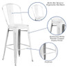 Flash Furniture Distressed White Metal Stool,PK4 4-ET-3534-30-WH-GG