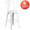 Flash Furniture Distressed White Metal Stool,PK4 4-ET-3534-30-WH-GG