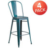 Flash Furniture Distressed Blue-TL Metal Stool,PK4 4-ET-3534-30-KB-GG