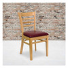 Flash Furniture Natural Wood Chair-Burg Vinyl,PK2 2-XU-DGW0005LAD-NAT-BURV-GG