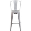 4PK 30" High Silver Metal Indoor-Outdoor Barstool  4-CH-31320-30GB-SIL-GG