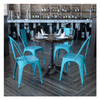 Crystal Teal-Blue Metal Indoor-Outdoor Stackable Chair,PK4