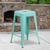 4PK 24"H Backless Mint Green Counter Height Stool