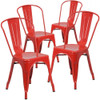 Flash Furniture Red Metal Indoor-Outdoor Stackable Chair,PK4 4-CH-31230-RED-GG