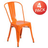 Flash Furniture Orange Metal Indoor-Outdoor Stackable Chair,PK4 4-CH-31230-OR-GG