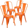 Flash Furniture Orange Metal Indoor-Outdoor Stackable Chair,PK4 4-CH-31230-OR-GG