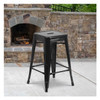 4PK 24"H Backless Black Metal Counter Height Stool