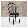 HERCULES Series Fan Back Metal Chair, Black Vinyl Seat, PK2