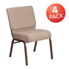 Flash Furniture Beige Fabric Church Chair,PK4 4-FD-CH0221-4-CV-BGE1-GG
