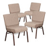 Flash Furniture Beige Fabric Church Chair,PK4 4-FD-CH0221-4-CV-BGE1-BAS-GG