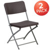 Flash Furniture Brown Rattan Plastic Chair,PK2 2-DAD-YCZ-61-GG