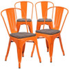 Orange Metal Stackable Chair with Wood Seat,PK4  4-CH-31230-OR-WD-GG