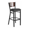 Slat Stool,Blk/Walnut,Black Vinyl Seat
