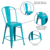 Flash Furniture Teal Metal Outdoor Stool, 24", Color: Blue ET-3534-24-CB-GG