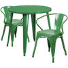 Flash Furniture Green Metal Set,30RD CH-51090TH-2-18ARM-GN-GG