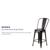 24"H Black-Gold Counter Height Stool w- Back, PK4  4-CH-31320-24GB-BQ-GG