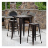 4PK 30"H No Back Black-Gold Square Metal Barstool