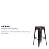 Backless Black Metal Barstool with Square Wood Seat,30" High,PK4  4-CH-31320-30-BK-WD-GG