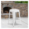 24" High Backless White Counter Height Stool, PK4