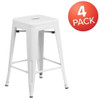 24" High Backless White Counter Height Stool, PK4  4-CH-31320-24-WH-GG
