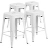 24" High Backless White Counter Height Stool, PK4  4-CH-31320-24-WH-GG