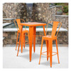 4PK 30" High Orange Metal Indoor-Outdoor Barstool