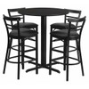Flash Furniture Blk Bar Table,X-Base,Blk Vinyl Seats,24" HDBF1033-GG