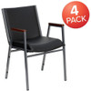 HERCULES Series Heavy Duty Black Vinyl Stack Chair with Arms,PK4  4-XU-60154-BK-VYL-GG