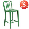 2 " High Green Metal Counter Height Stool, PK2  2-CH-61200-24-GN-GG